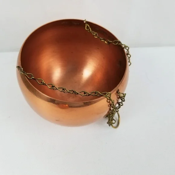 Vintage Round Copper Hanging Planters Plant Pots - Picture 5 of 6